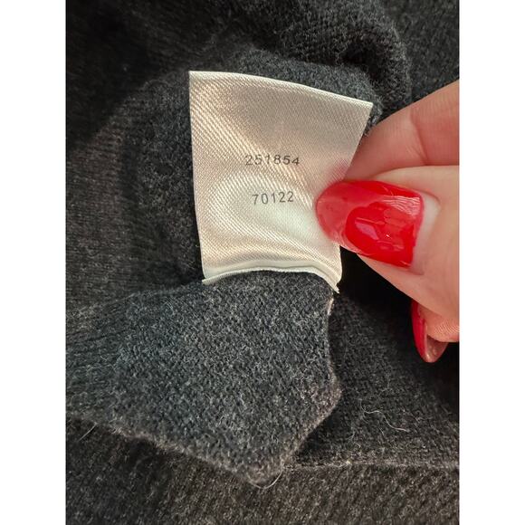 LOFT Charcoal Scoop Neck Sweater Statement Sleeves Back Keyhole Size M - Picture 6 of 7